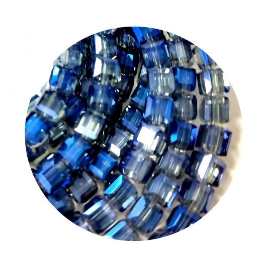 STWD217- 25 Stk in Strang Kristallstrass Würfel 14x14 Ind. Saphire