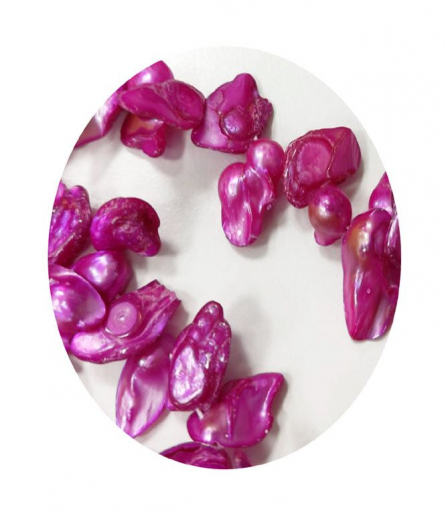 SWP7707- 1 Strang Perlen Zähne quer gebohrt ca (10-15) x (12 -20) mm Pink