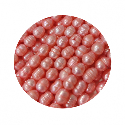 SWP3372- 1 Strang Süßwasserperlen Reiskorn ca (6-6,6)x(7,5-8) mm, Rosa