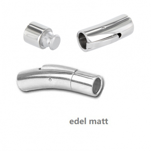VS8306M- 10  Edelstahl Hebeldruckverschluss für Lederband 6 mm edel matt