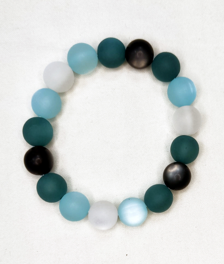 KZA1214- 1 Armband wunderschöner Blickfang hellblau grau 12#, 20 cm