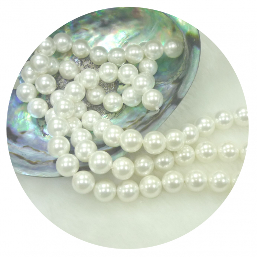 MKK016- 1 Strang Weiss Muschelkernperlen 16mm A Klasse