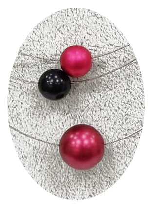 OLA5002- 3 reihige feine Halskette, 3 Perlen aus elox. Alu, rot,rot,schwarz