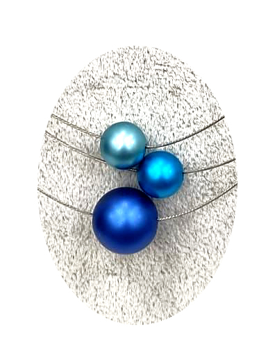 OLA5007- 3 reihige feine Halskette, 3 Perlen aus elox. Alu, Farbe:blau,blau,blau