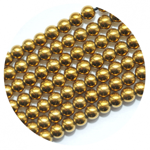 STHK8103-  1 Strang Hämatit Kugel 8mm A Qualität Gold