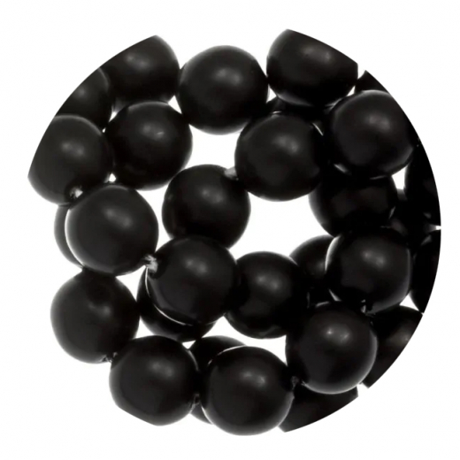STGC1111-  1 Strang doppelte Länge Glaswachsperlen Kugel 12mm Schwarz