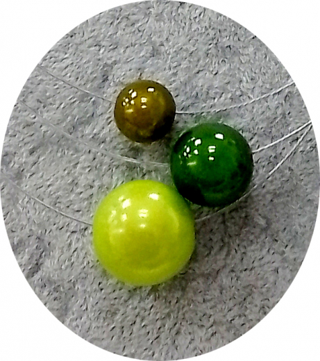 OLA6001- 3 reihige feine Halskette, 3 Magic Perlen, braun, grün, gelb