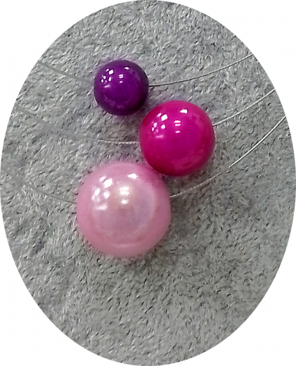 OLA6005- 3 reihige feine Halskette, 3 Magic Perlen, lila, pink, rosa