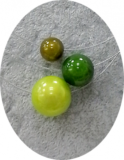 OLA6008- 3 reihige feine Halskette, 3 Magic Perlen, neongrün, , dunkelgrün, khaki