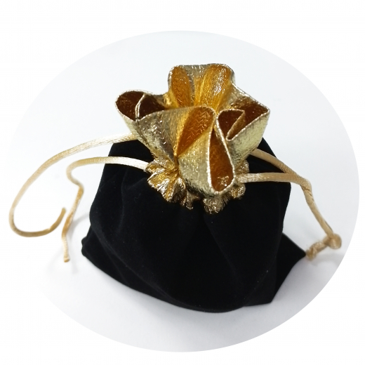 VP8802G- 10 Luxus Schmucksäckchen Samt 9x11 cm Gold