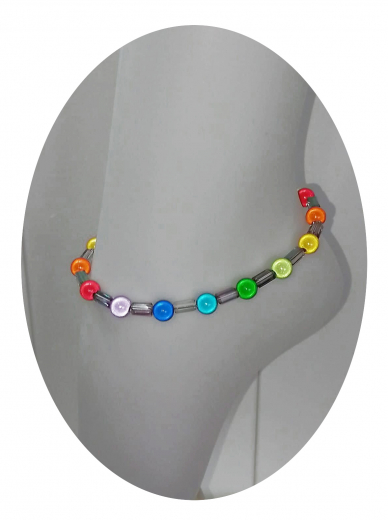 FMP2001- Fusskette aus Magic Perlen, Regenbogen 8mm + kristall