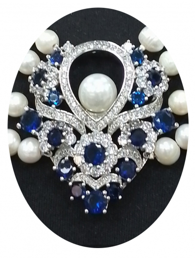 MY4001- 4 reihige aus Süsswasserperlen ca 6-7# mit Majestätischem Anhänger