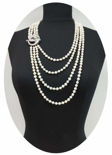 MY4002- 4 reihige aus Süsswasserperlen ca 6-7# mit Drachen Anhänger (nur auf Bestellung)