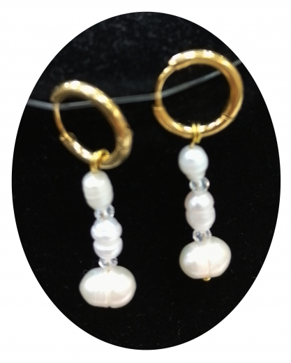 MY1001- Collier Süsswasserperlen ca 7-8 # mit goldigem Engelflügel Edelstahl,+ Ohrring