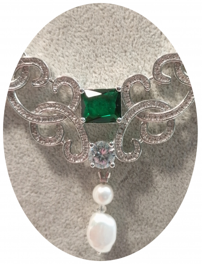 MY2001- Collier Süsswasserperlen ca 7-8 # mit goldigem Engelflügel Edelstahl