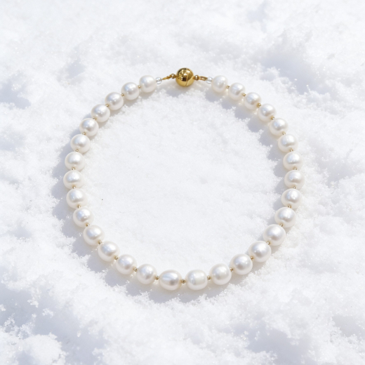 KW1001- Collier Süsswasserperlen ca 9-10mm, vergoldet Magnetverschluss