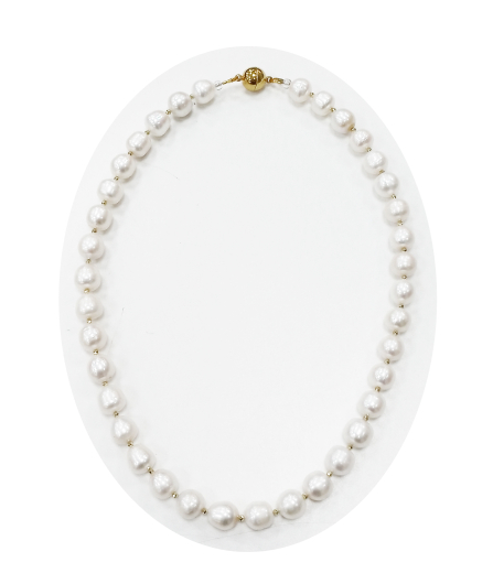 KW1001- Collier Süsswasserperlen ca 9-10mm, vergoldet Magnetverschluss