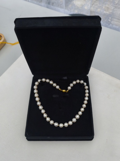 KW1001- Collier Süsswasserperlen ca 9-10mm, vergoldet Magnetverschluss