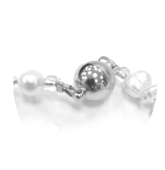 KW1002- Collier Süsswasserperlen ca 9-10mm, Rhodiniert Magnetverschluss