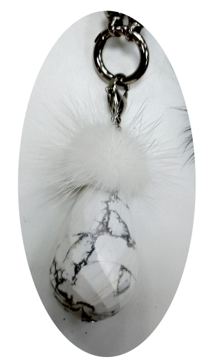 LT9001- 1 grosse Naturstein Howlitt weiss, facettiert  unbehandelt, Tropfenform, durchgebohrt