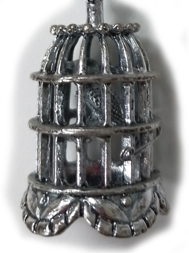 AH0002- 1 Charm Vogelnest mit Vogel Zink Legierung silber