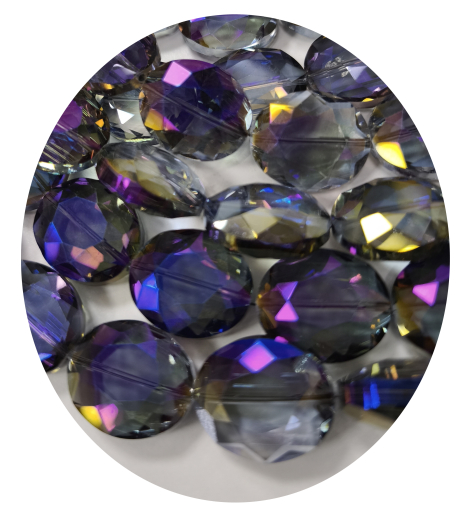 STV0539-1 Strang Kristall Strass Oval 24x20x10, Lila Changiert 12 Perlen