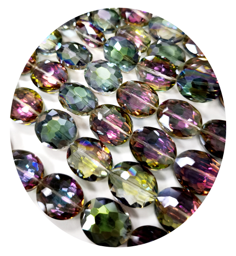 STV0540-1 Strang Kristall Strass Oval 24x20x10, Turmalinefarbe changiert 12 Perlen
