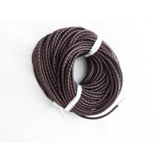 LDSF002- ca 20 Meter geflochtenes echtes Lederband braun ca 4mm