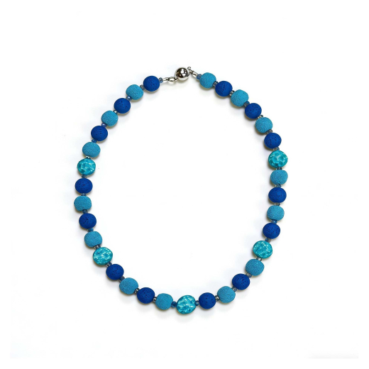 CAS1003- Kette aus Colorlave blauverlauf, Magnetverschluss