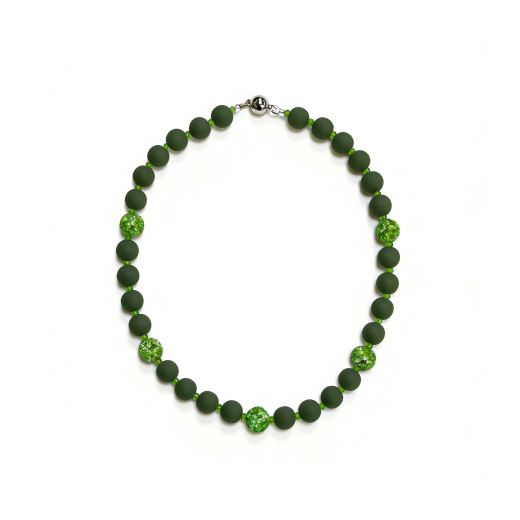 CAS1002- Kette aus Colorlave grün, dunkel grün, Magnetverschluss