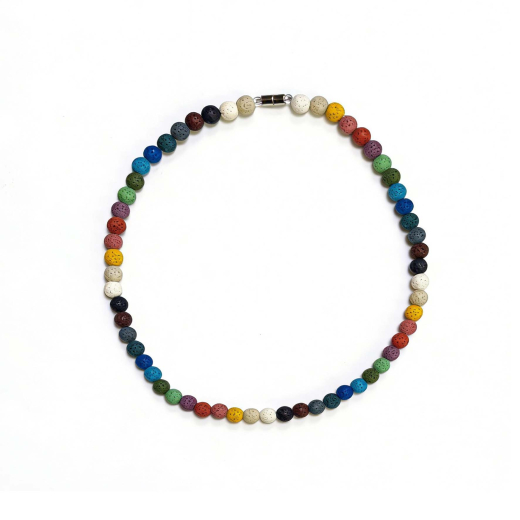 CAS1001- Kette aus Colorlava bunt 10#, Magnetverschluss