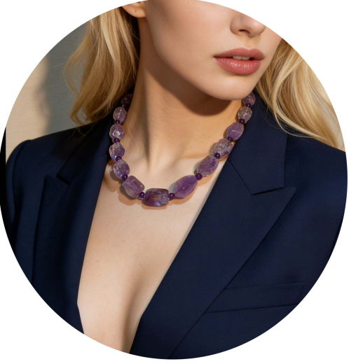 KLS9002- Collier aus Amethyst, Kartofelform