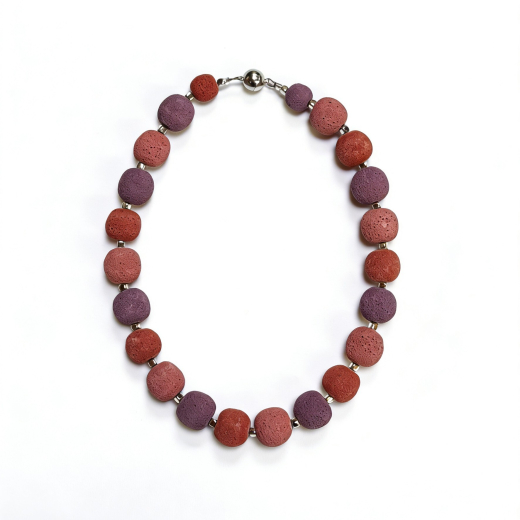 CAS1801- Kette aus Colorlava Rot 18#, Magnetverschluss