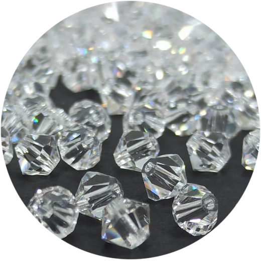 PKBC401- 10 oder 15 Stränge 4mm ca 1200 Perlen Bicone kristall klar