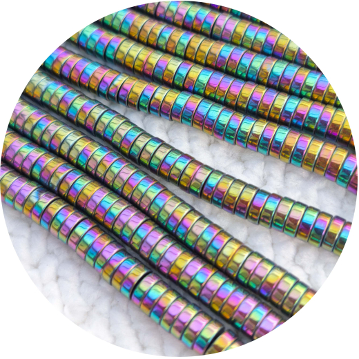 STHC6404- 1 Strang Hämatit 6x2 A Qualität Scheiben Regenbogen