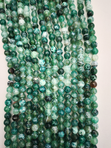 AHA1203- 1 Strang Achat geätzt, grün peridot 12mm 38cm