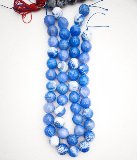 AHA1604- 1 Strang Achat, geätzt, royalblau, 16mm  Länge ca 38cm