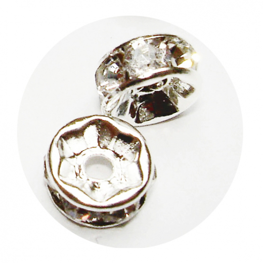 R710FFR- 100  Schmuck Strass  Rondelle Flach edelstahlfarbe ca 10 mm
