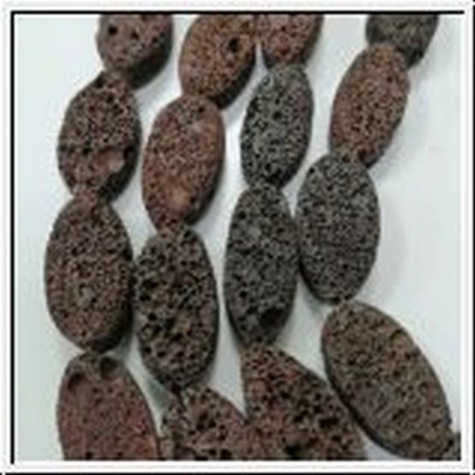 ST112B15- 1 Strang Lava Oliven Flache Braune ca15x30