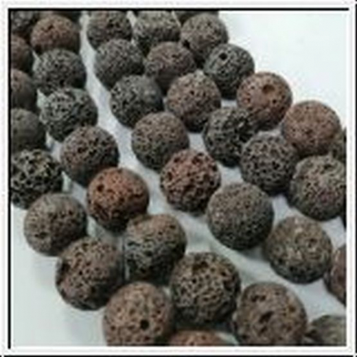 ST103B10- 1 Strang Lava Perlen Braune Kugel 10mm