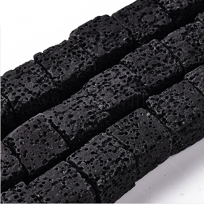 ST102F14- 1 Strang Lava Perlen Würfel 14# Natur Schwarz