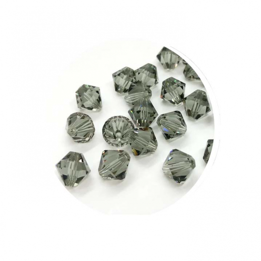 STB4215P-  #Angebot#   10 Stränge Strass dop. Kegel 4# black dia grau 1200p