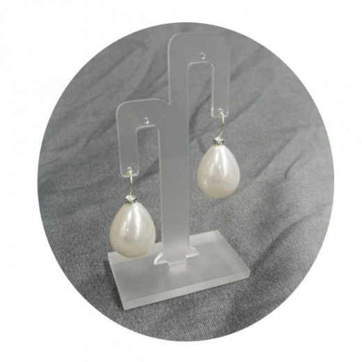 NQ8208- 1 paar Ohrschmuck MK-Perlen Tropfen XXL weiß 925 Silber