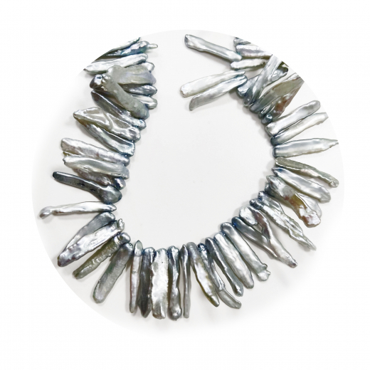 SWP1022- 1 Strang Süßwasserperlen edle in Keshi Perlen in Silber 28-30 seitlich geboren