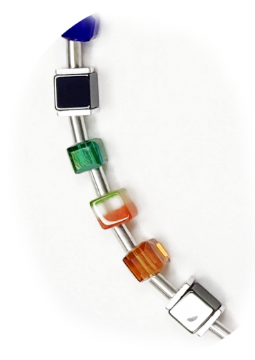 CALU600- Blickfang feine 6x6 Würfelkristall, Katzenaugen Regenbogen