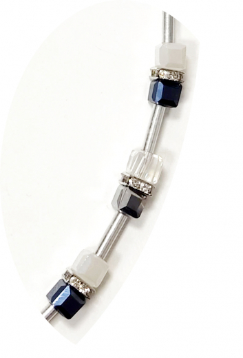 CALU601- Blickfang feine 6x6 Würfelkristall, Katzenaugen Schwarz,weiß