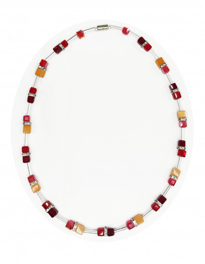 CALU602- Blickfang feine 6x6 Würfelkristall, Katzenaugen Rot,Rot, Orange