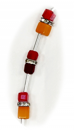 CALU602- Blickfang feine 6x6 Würfelkristall, Katzenaugen Rot,Rot, Orange