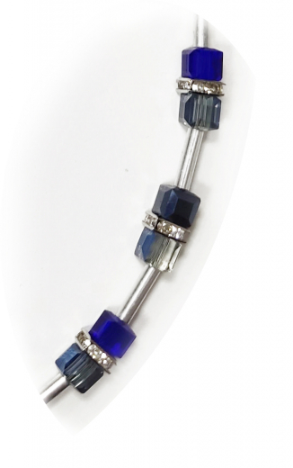 CALU604- Blickfang feine 6x6 Würfelkristall, Katzenaugen grau, antrazit, Royalblau