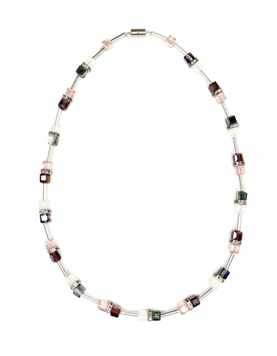 CALU608- Blickfang feine 6x6 Würfelkristall, Milchweiss, Rosa, bordo